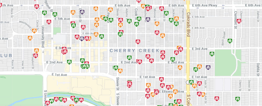 Denver Luxury Homes Map With Pin Locations